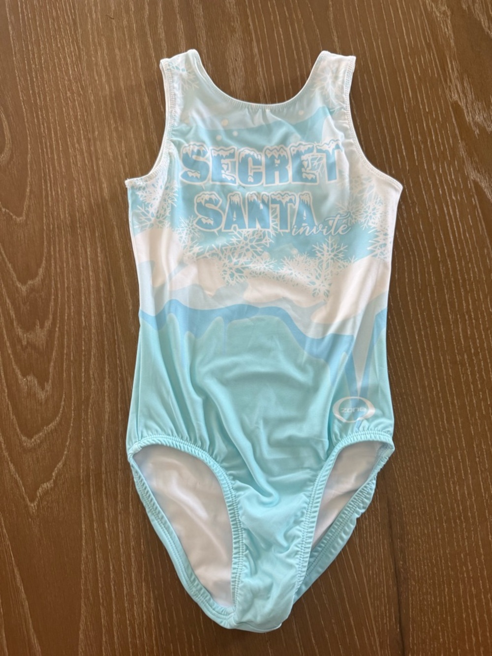 Ozone Secret Santa Invite Gymnastics Leotard Blue And White Size Child Medium